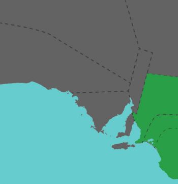 Map of regions: Central Districts, Mt Lofty Ranges & Adelaide Plains, Murray Valley, South East