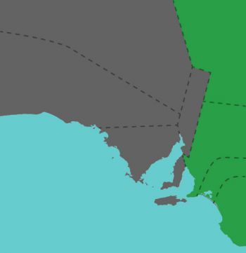 Map of regions: Central Districts, Mt Lofty Ranges & Adelaide Plains, Murray Valley, North East, South East
