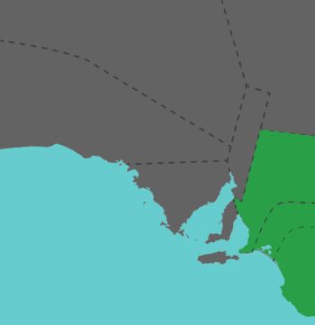 Map of regions: Central Districts, Mt Lofty Ranges & Adelaide Plains, Murray Valley, South East