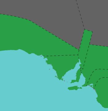 Map of regions: Central Districts, Mt Lofty Ranges & Adelaide Plains, Eyre Peninsula, Flinders Ranges, Kangaroo Island, Murray Valley, Nullarbor Plain, South East, Yorke Peninsula